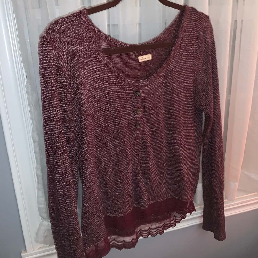 Hollister burgundy knit top